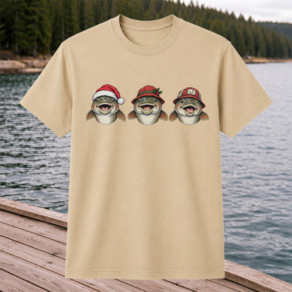 Funny Christmas Trout Trio Fishing Graphic T-Shirt