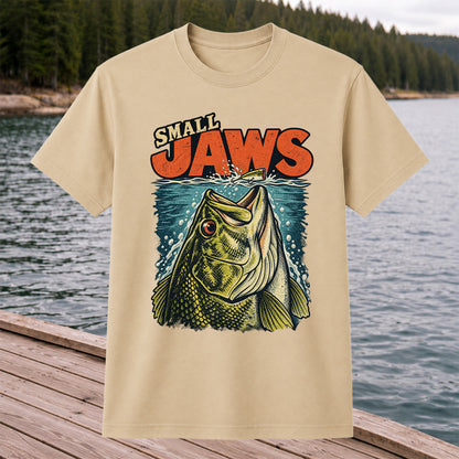 Small Jaws Bass Chasing a Fishing Lure Retro Graphic T-Shirt