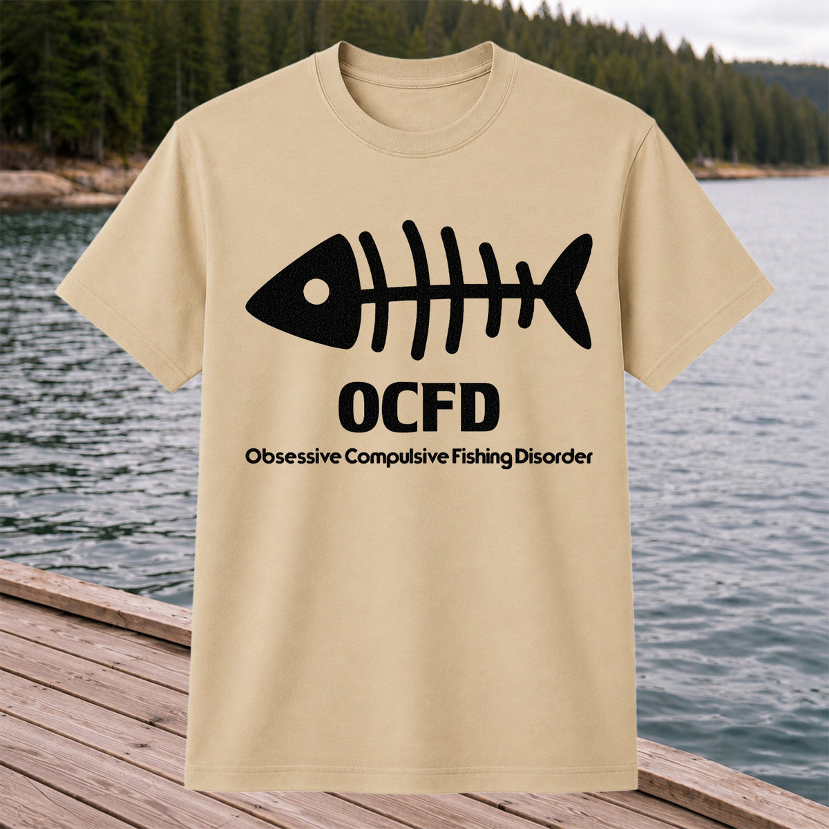 Funny Fish Skeleton Fishing Graphic T-Shirt