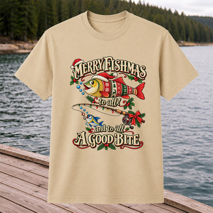 Merry Fishmas to All and to All a Good Bite Christmas Fishing T-Shirt