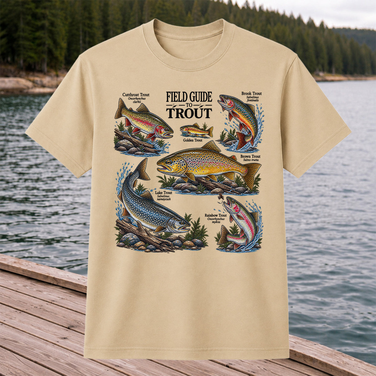 Field Guide to Trout Fishing Species Graphic T-Shirt