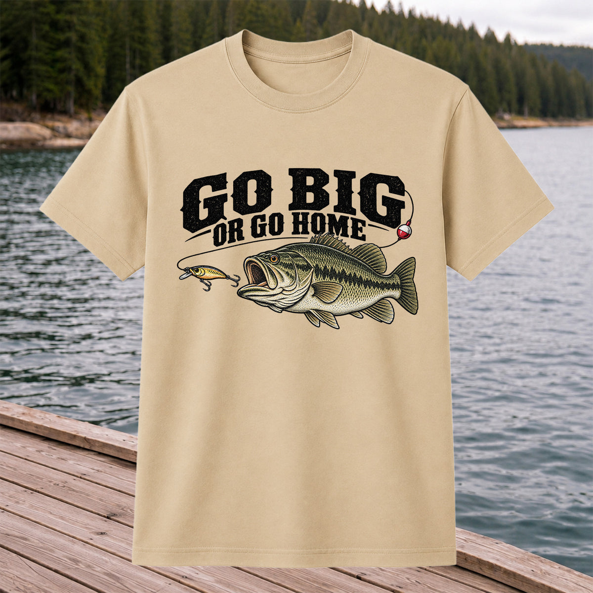 Go Big or Go Home Bass Fishing Graphic T-Shirt