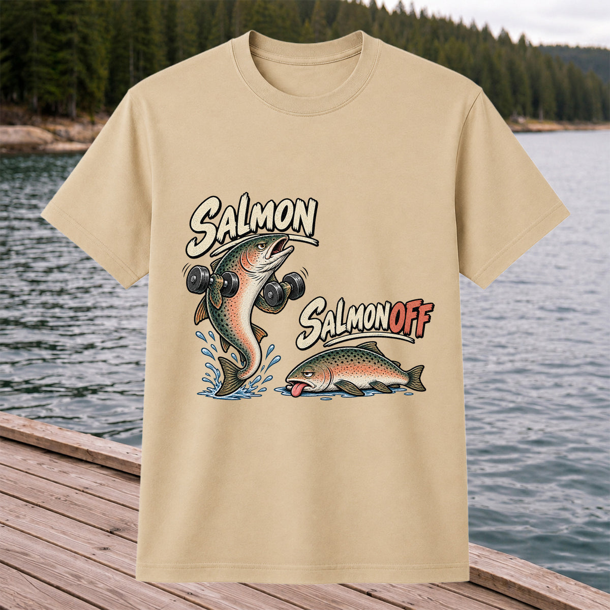 Salmon Salmon Off Funny Weightlifting Fish Fishing T-Shirt