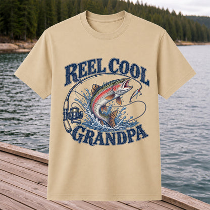 Reel Cool Grandpa Trout Fishing Graphic T-Shirt