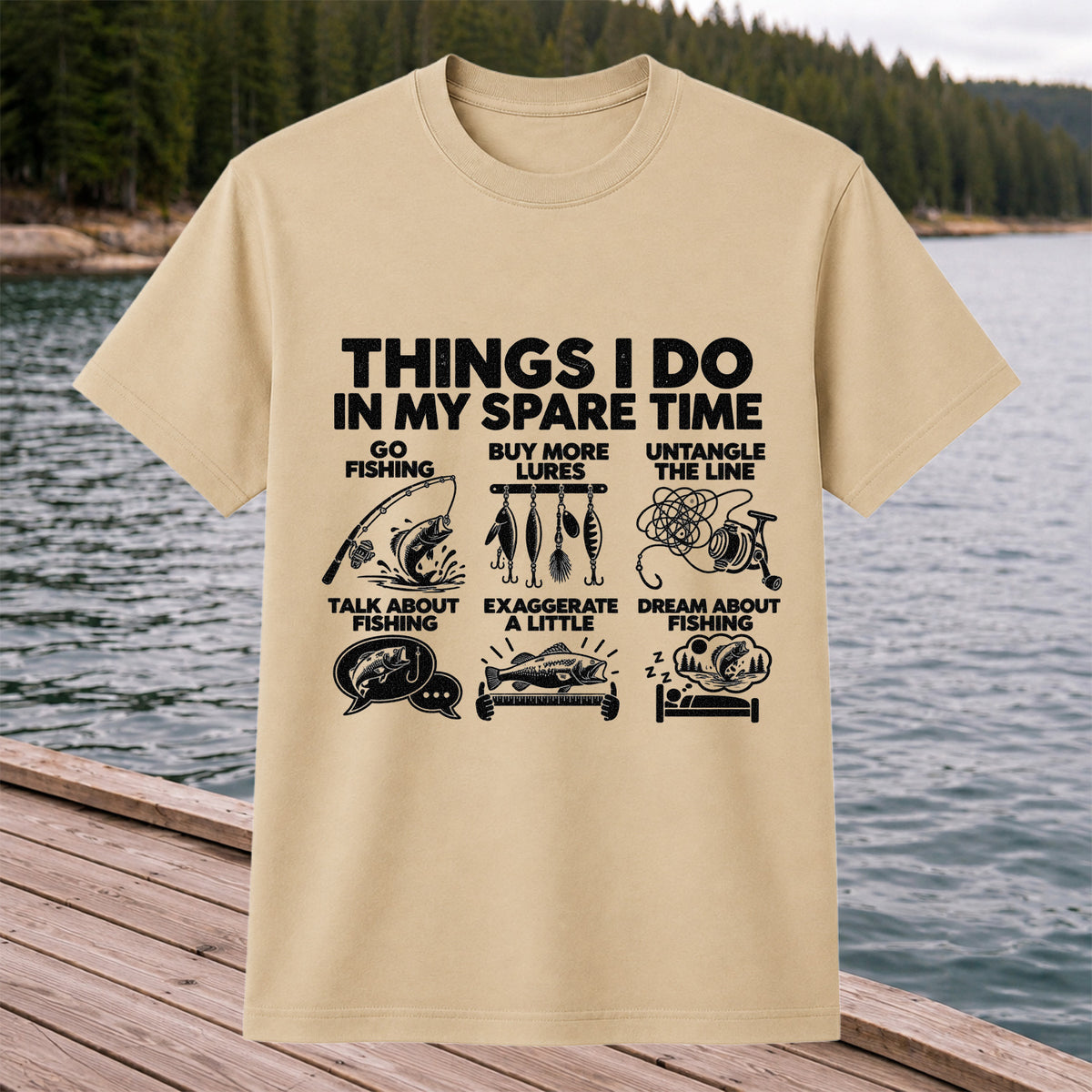Things I Do in My Spare Time Funny Fishing Graphic T-Shirt