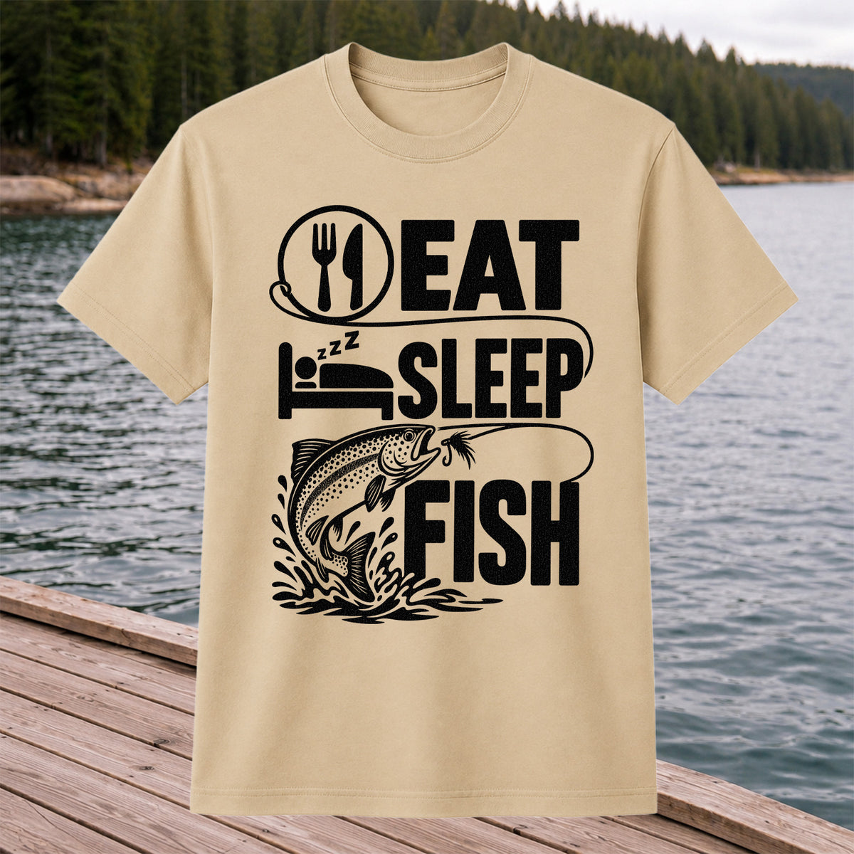 Eat Sleep Fish Trout Fly Fishing Graphic T-Shirt