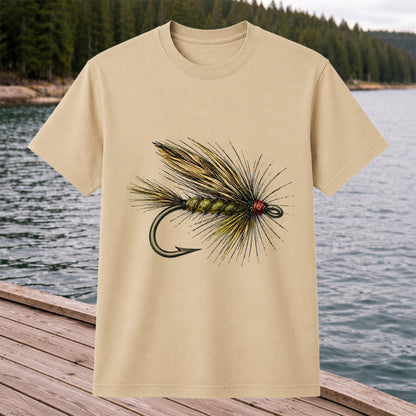 Vintage Fly Fishing Lure and Hook Graphic T-Shirt