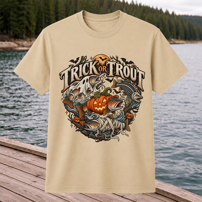 Trick or Trout Haunted Fish Halloween Fishing T-Shirt