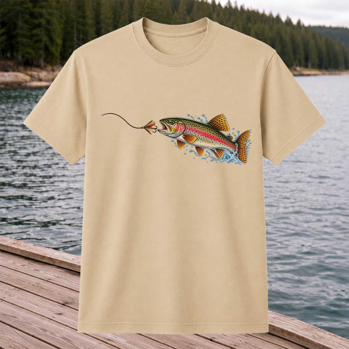 Rainbow Trout Chasing a Fly Fishing Graphic T-Shirt