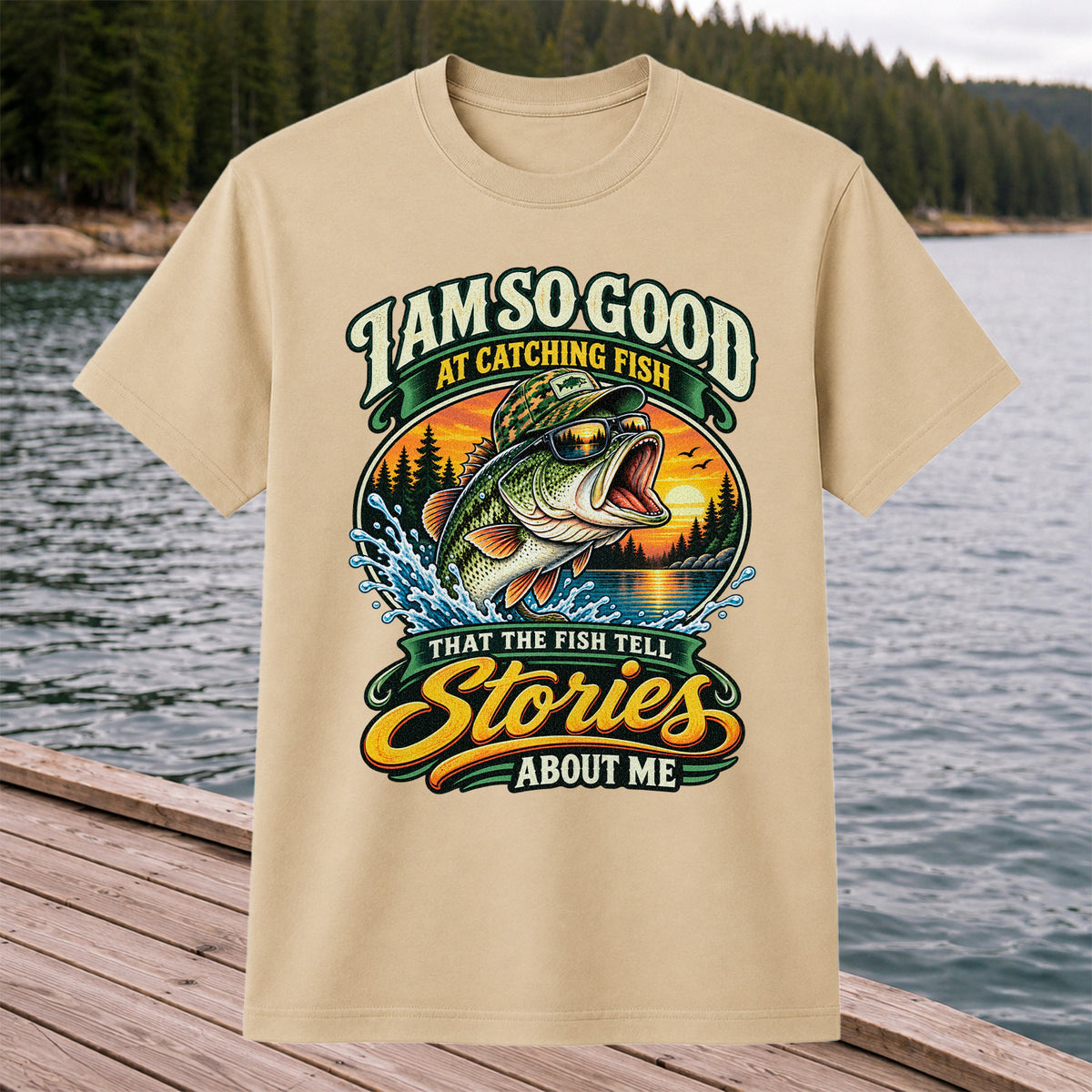 I Am So Good at Catching Fish That the Fish Tell Stories About Me Bass T-Shirt