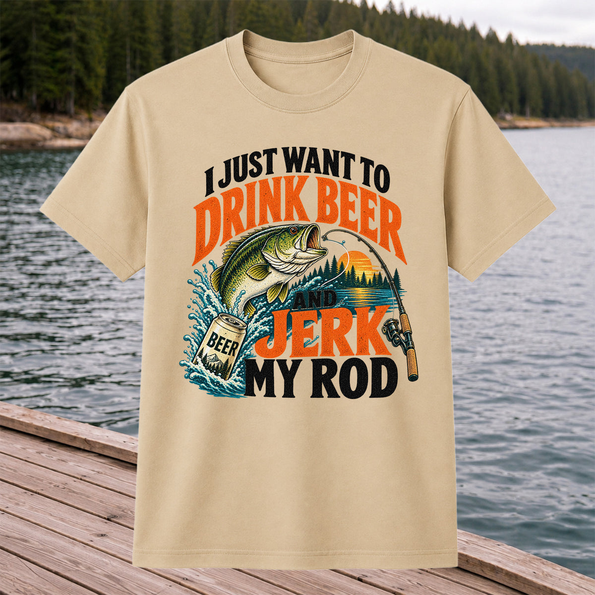 Drink Beer and Jerk My Rod Funny Bass Fishing T-Shirt
