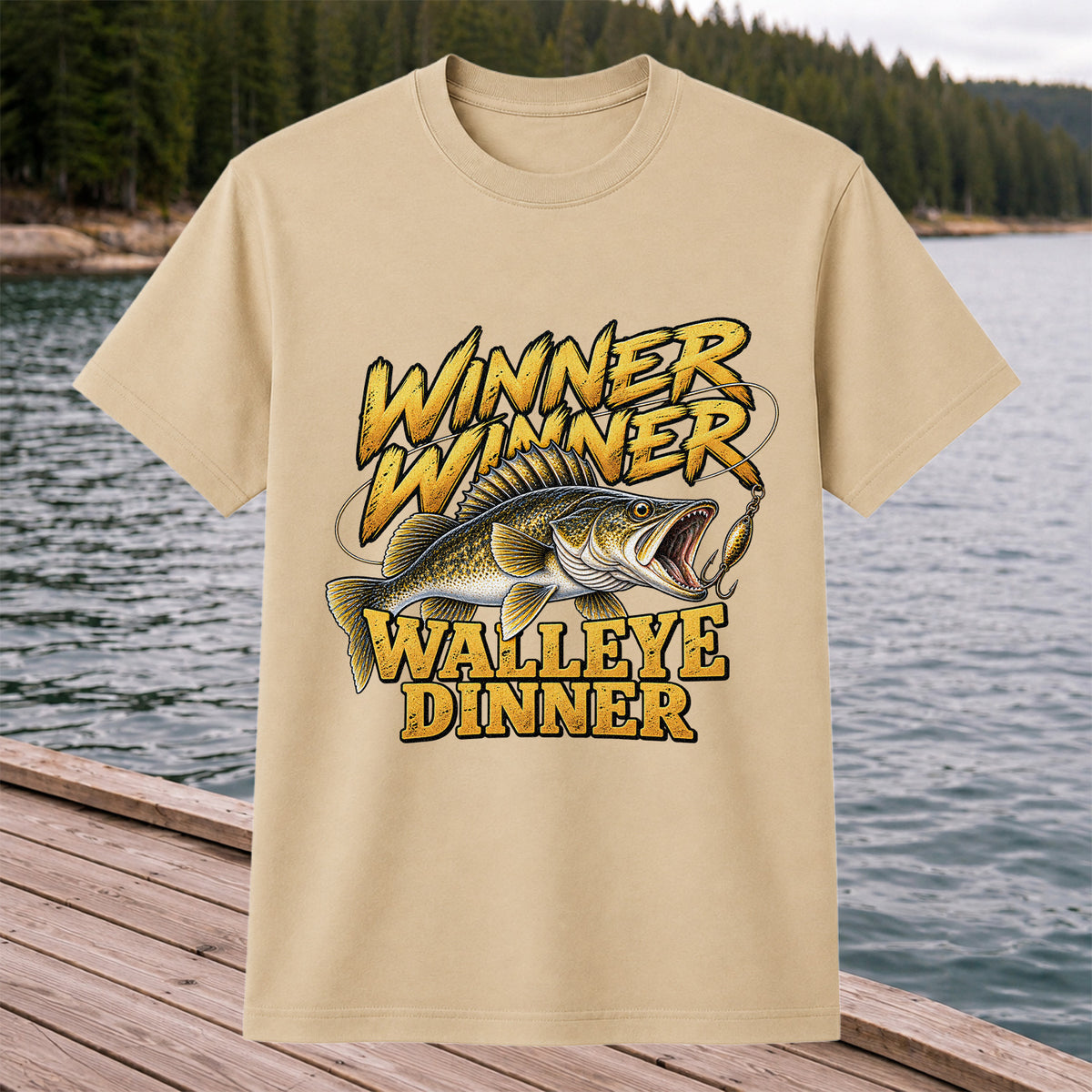 Winner Winner Walleye Dinner Funny Fishing Graphic T-Shirt