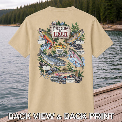 Field Guide to Trout Vintage Freshwater Fishing Graphic T-Shirt | Back Print