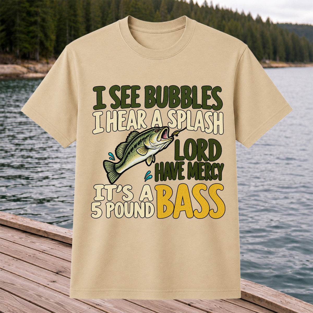 Five Pound Bass Fishing Humor Graphic T-Shirt
