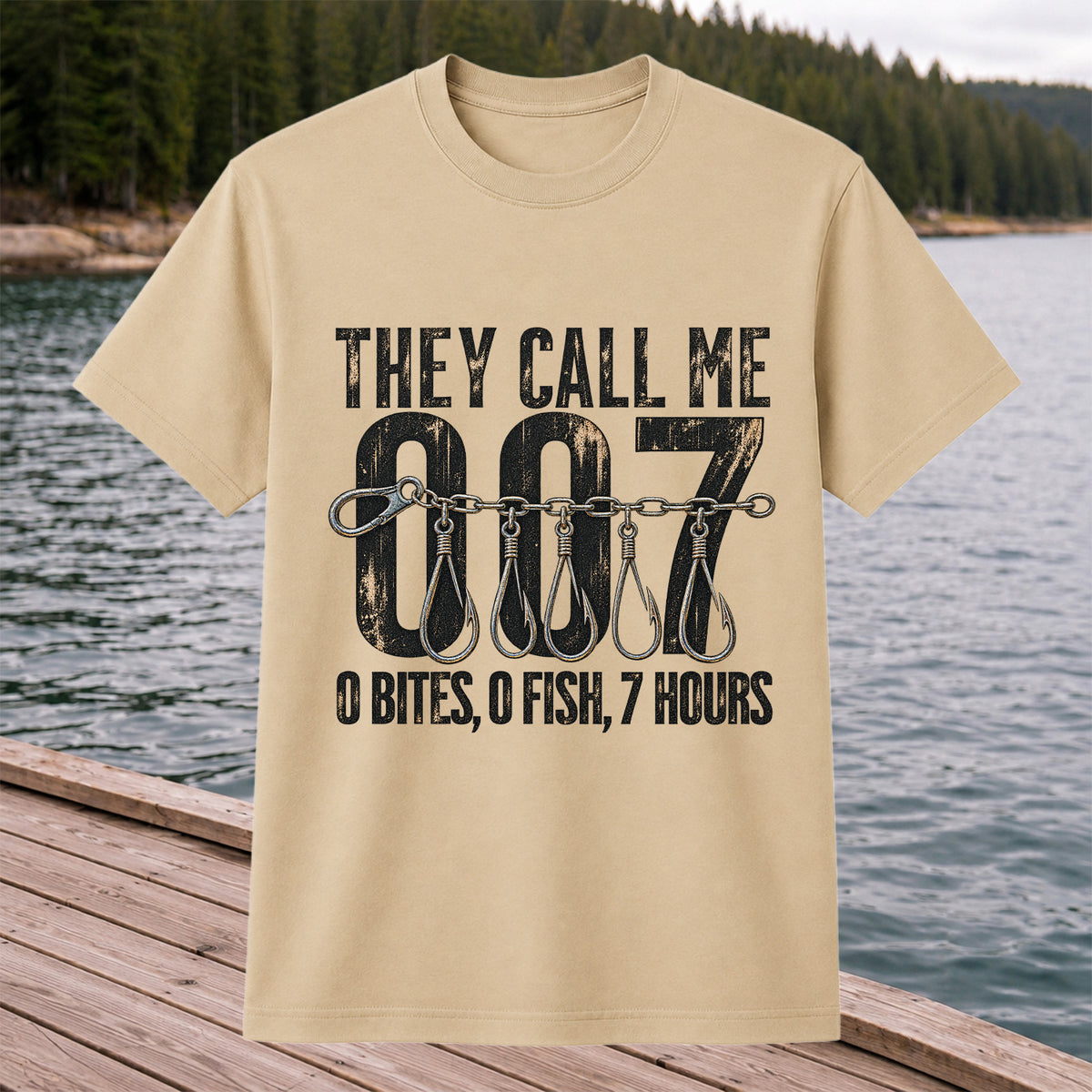 Zero Bites Fishing Hook Funny Graphic T-Shirt
