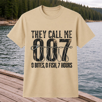 Zero Bites Fishing Hook Funny Graphic T-Shirt