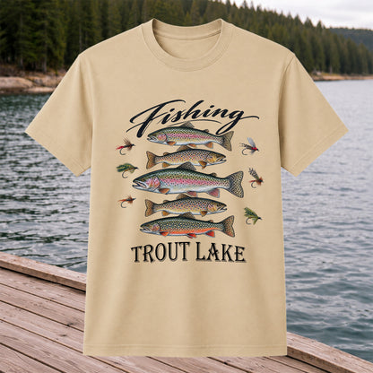 Fishing Trout Lake Vintage Trout and Flies Graphic T-Shirt