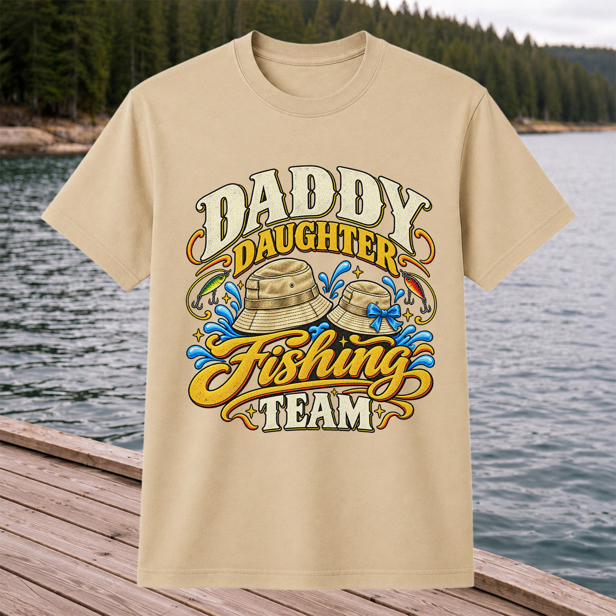 Dad Daughter Fishing Team Family Fishing Graphic T-Shirt