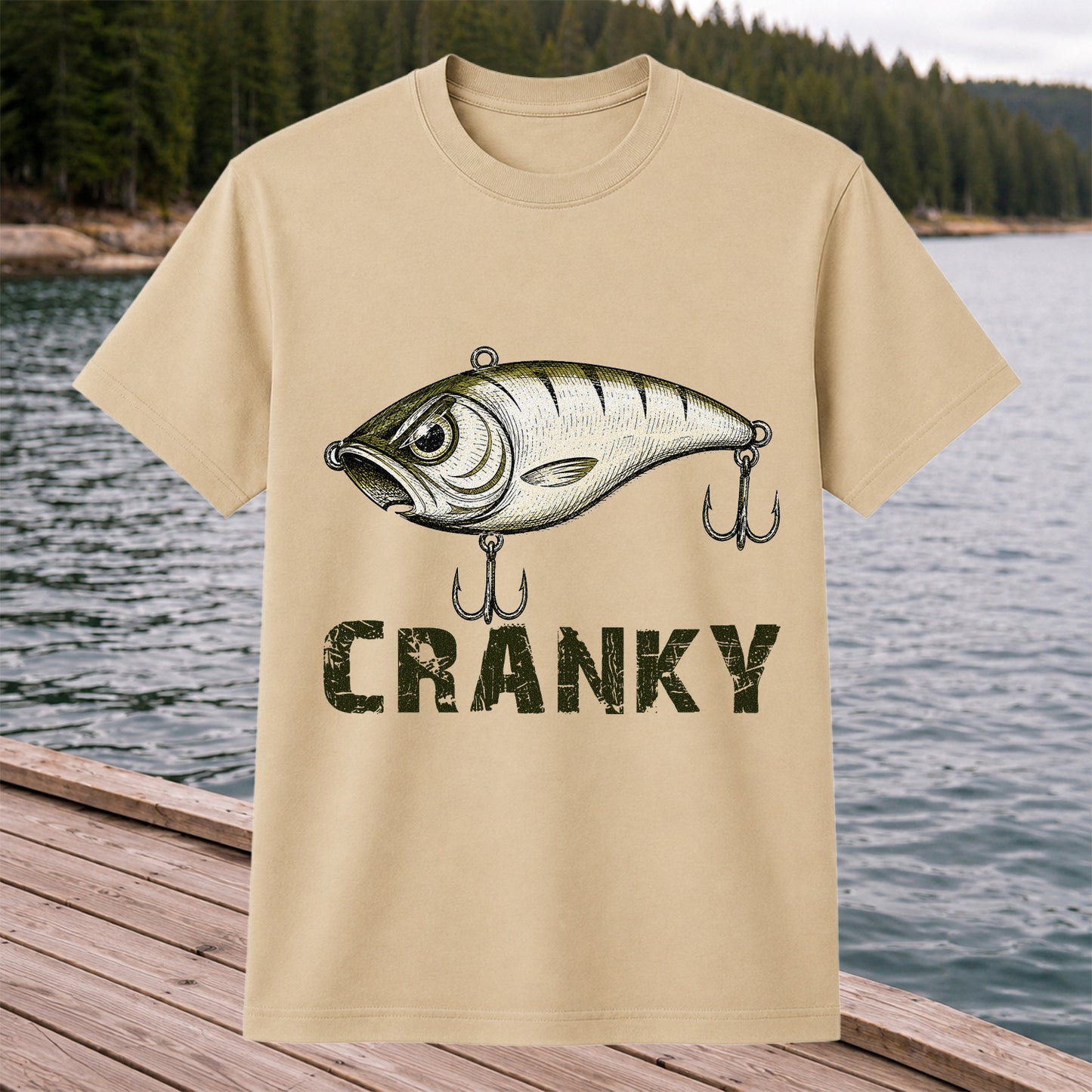 Cranky Vintage Crankbait Fishing Lure Graphic T-Shirt