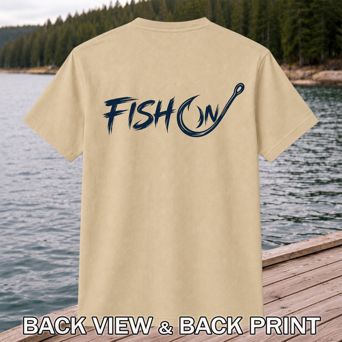Fish On Fishing Hook Graphic T-Shirt | Back Print