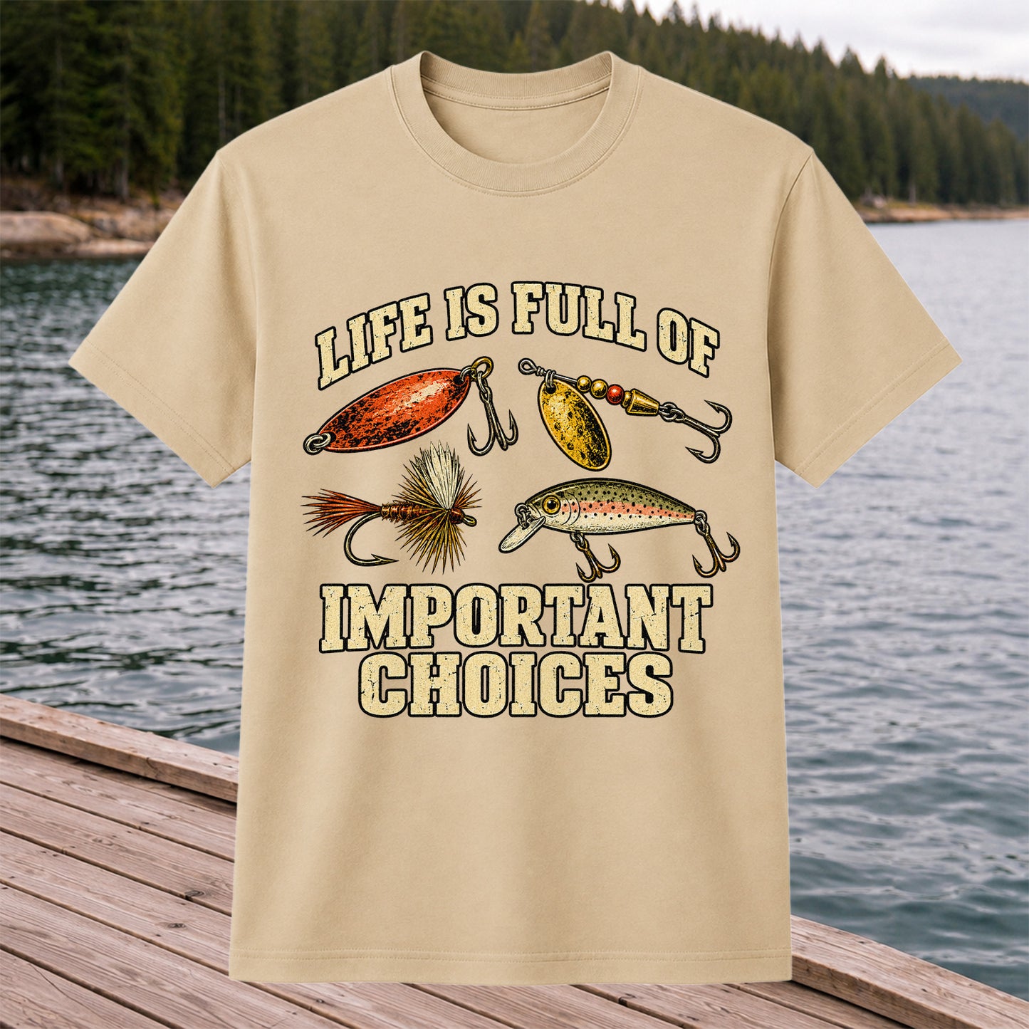 Life Is Full of Important Choices Funny Fishing Lures T-Shirt