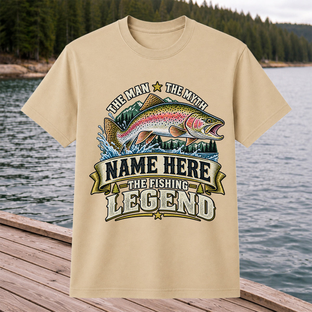 Personalized The Man The Myth The Fishing Legend Rainbow Trout T-Shirt