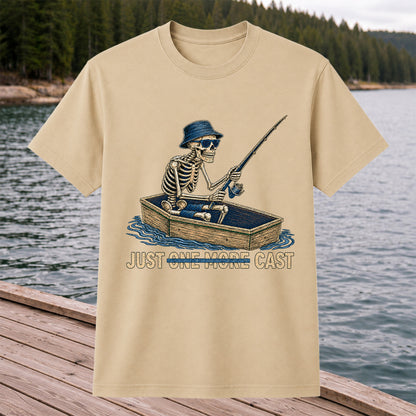 Just One More Cast Skeleton Fishing Boat Graphic T-Shirt