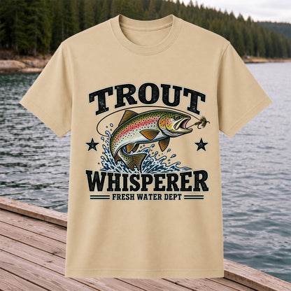Trout Whisperer Fresh Water Dept Rainbow Tee, Trout Fishing T-Shirt