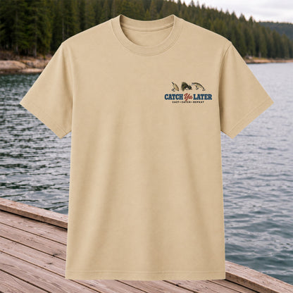 Catch Ya Later Cast Catch Repeat Minimalist Fishing T-Shirt