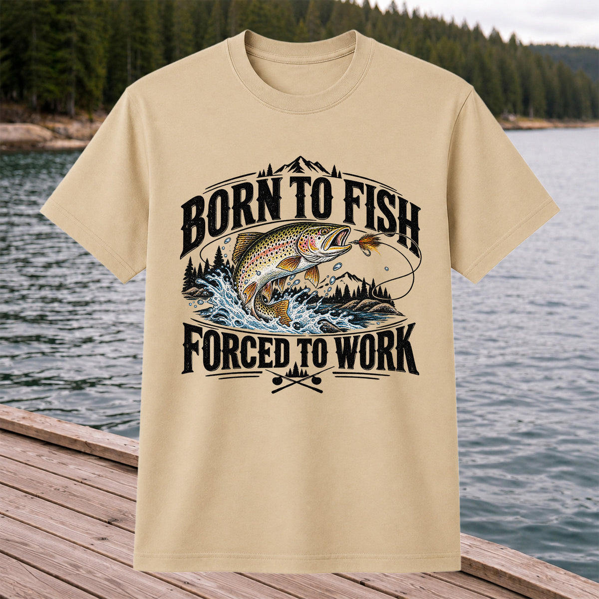 Brown Trout Mountain Lake Fishing Graphic T-Shirt