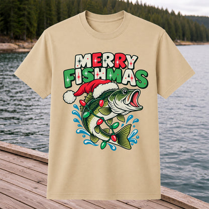 Christmas Bass Wrapped in Lights Graphic T-Shirt