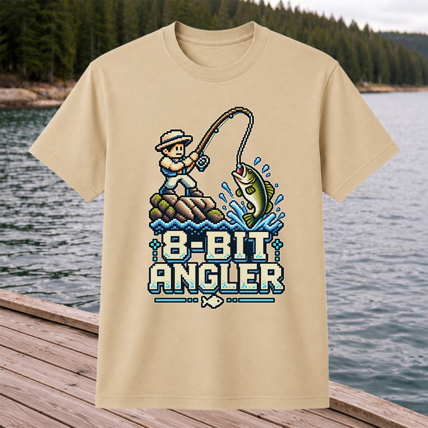 8-Bit Angler Pixel Art Bass Fishing Graphic T-Shirt