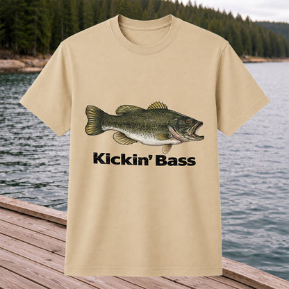 Kickin' Bass Largemouth Bass Funny Fishing Graphic T-Shirt