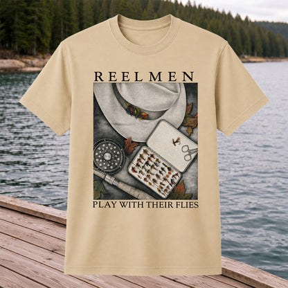 Fly Fishing T-Shirt Reelmen Play With Their Flies Vintage Fly Fisherman Tee