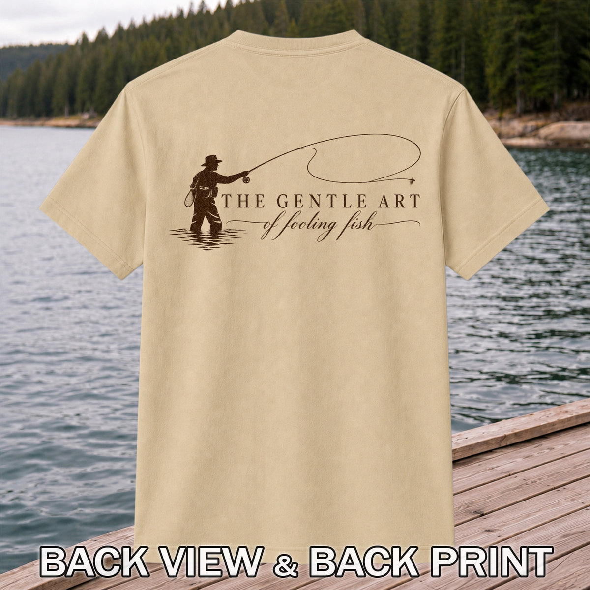 The Gentle Art of Fooling Fish Vintage Fishing Graphic T-Shirt | Back Print