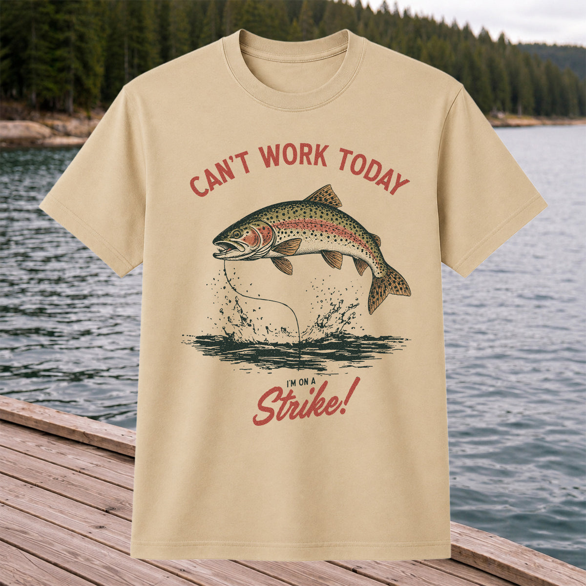 Can't Work Today Strike Rainbow Trout Vintage Fishing T-Shirt