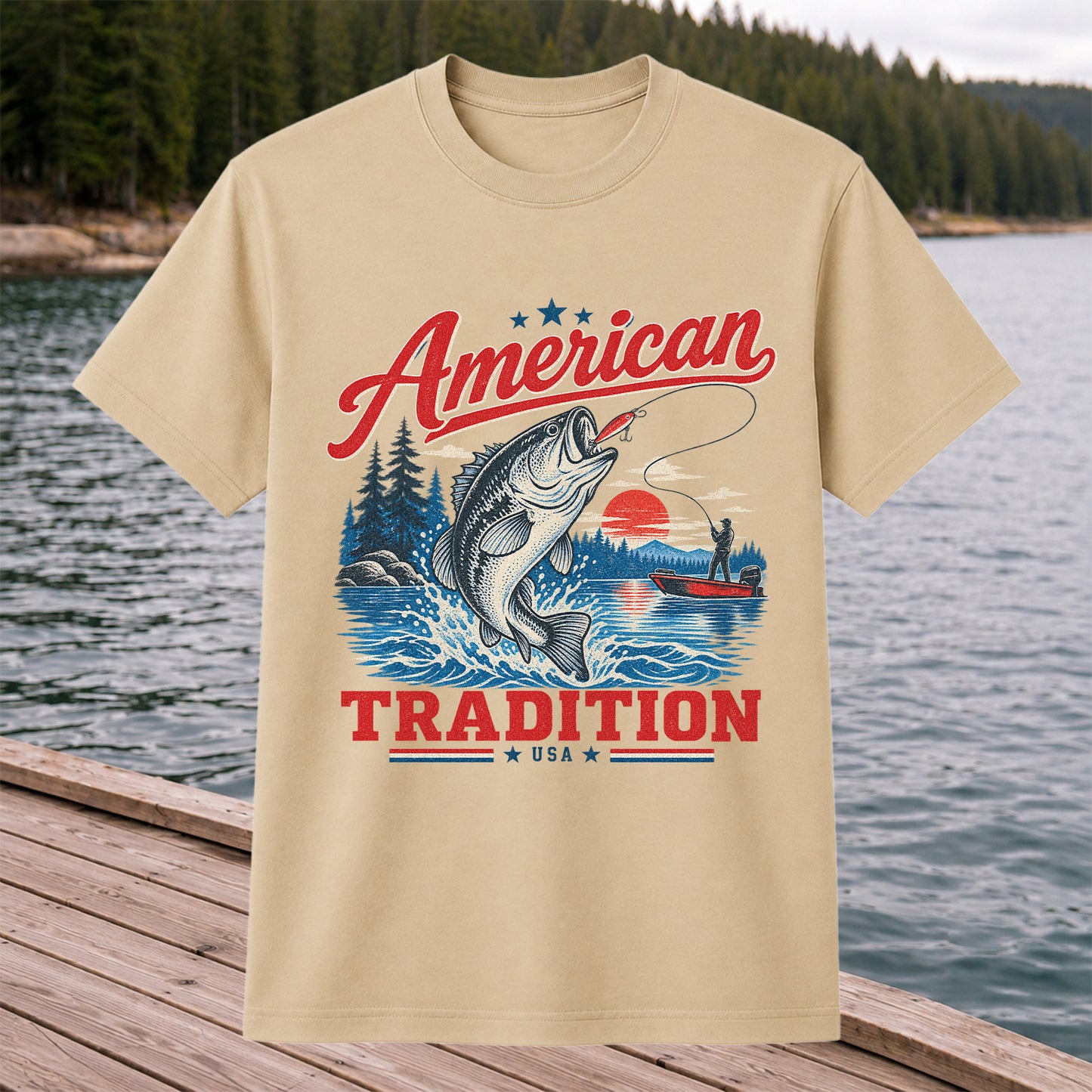 American Tradition Bass Fishing Graphic T-Shirt