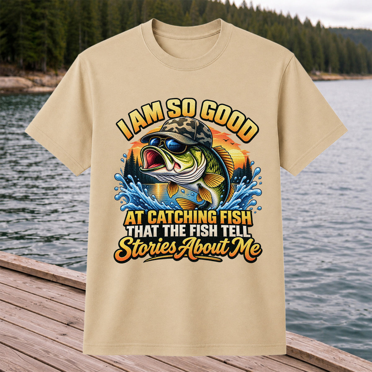 I Am So Good at Catching Fish That the Fish Tell Stories About Me Funny Bass Fishing T-Shirt