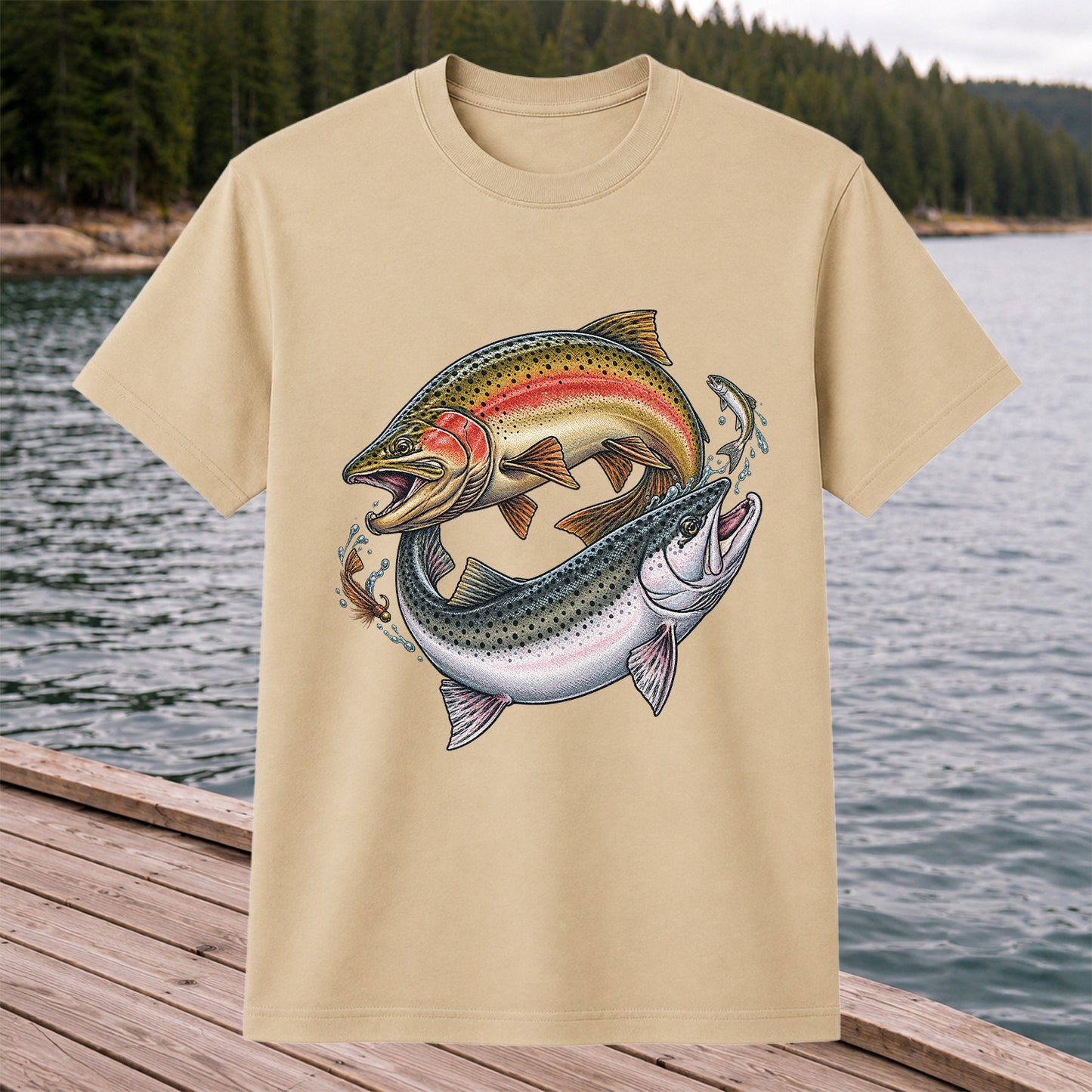 Rainbow Trout Pair Freshwater Fishing Graphic T-Shirt