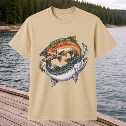 Rainbow Trout Pair Freshwater Fishing Graphic T-Shirt