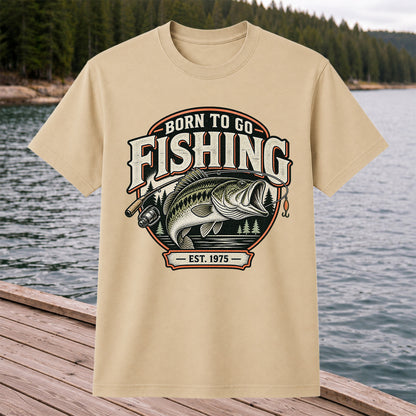 Born to Go Fishing Est. 1975 Vintage Bass Graphic T-Shirt