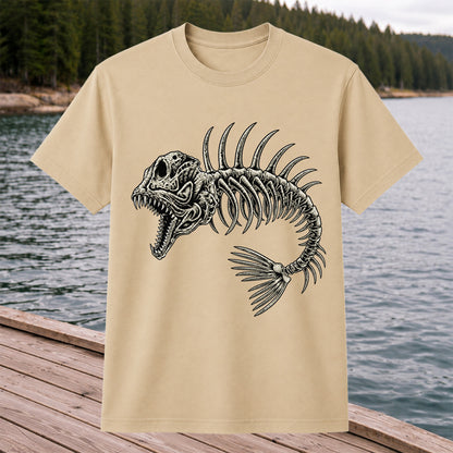 Gothic Fish Skeleton Fishing Graphic T-Shirt