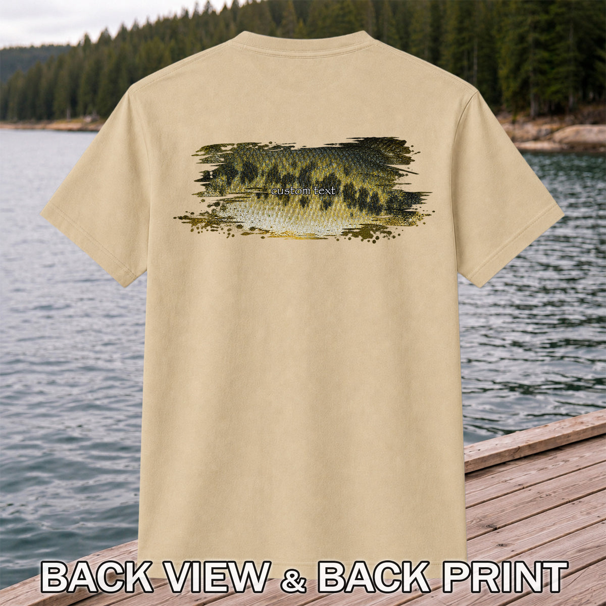 Custom Text Bass Fishing Graphic T-Shirt | Back Print