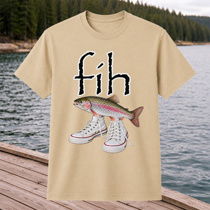Fih Rainbow Trout Wearing Sneakers Funny Fishing Graphic T-Shirt