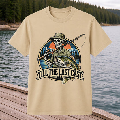 Till the Last Cast Skeleton Bass Fishing T-Shirt