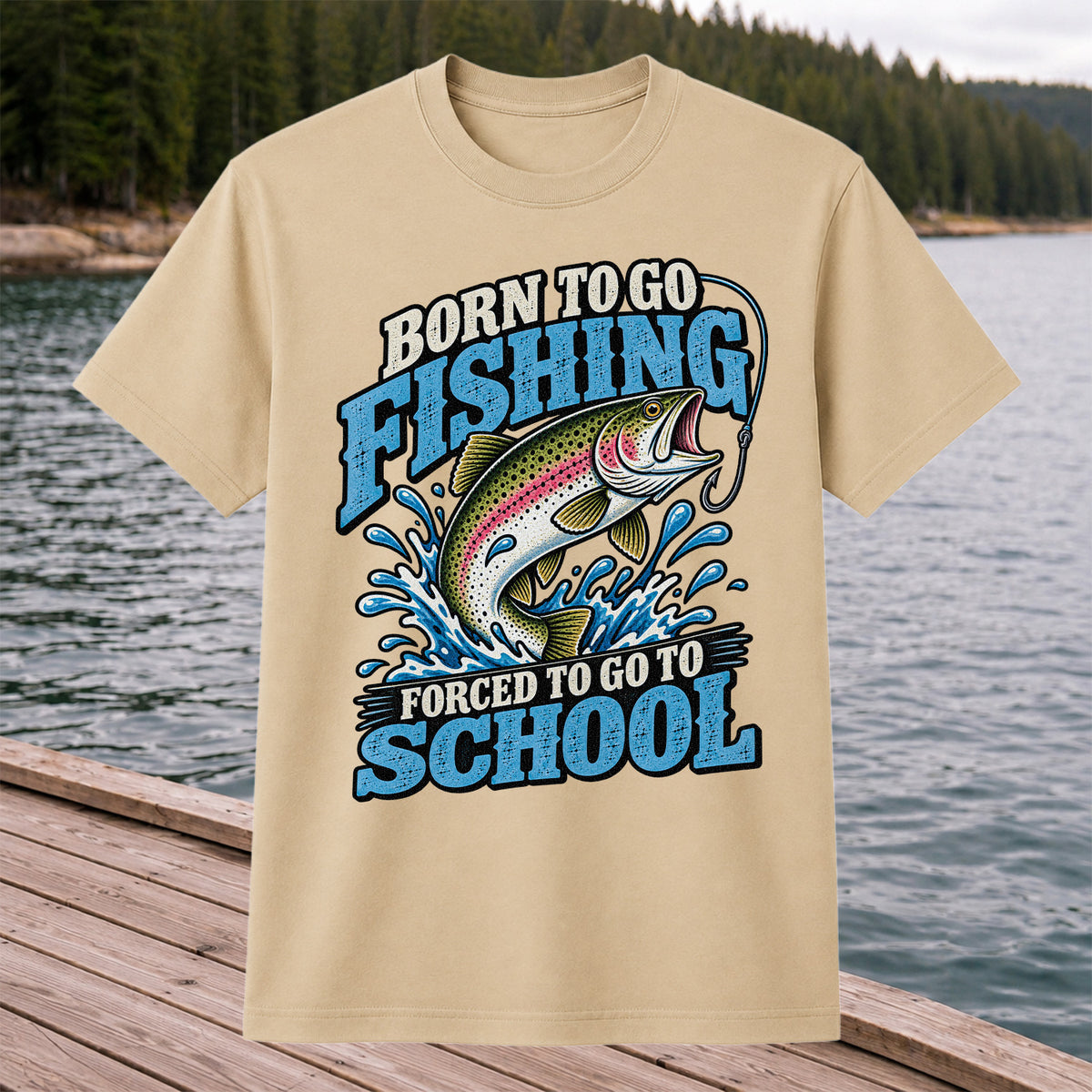 Born to Go Fishing Forced to Go to School Rainbow Trout T-Shirt