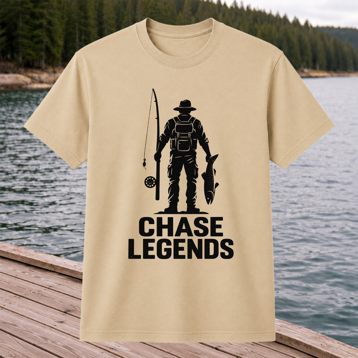 Chase Legends Fly Fishing Angler Silhouette Graphic T-Shirt