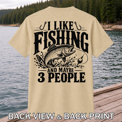 Funny Trout Fishing Three People Graphic T-Shirt | Back Print