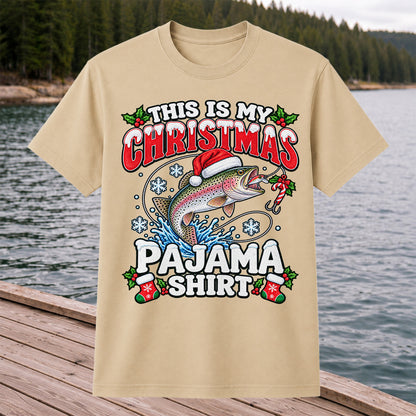 This Is My Christmas Pajama Shirt Rainbow Trout Fishing T-Shirt