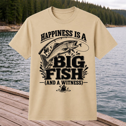 Happiness Is a Big Fish (And a Witness) Funny Trout Fishing T-Shirt